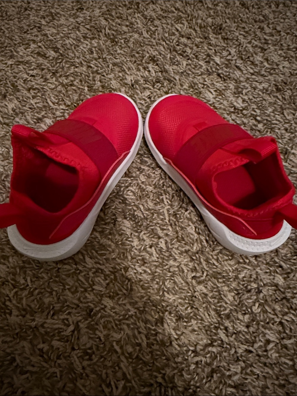 Nike Kids Red Slip-On Sneakers with White Soles